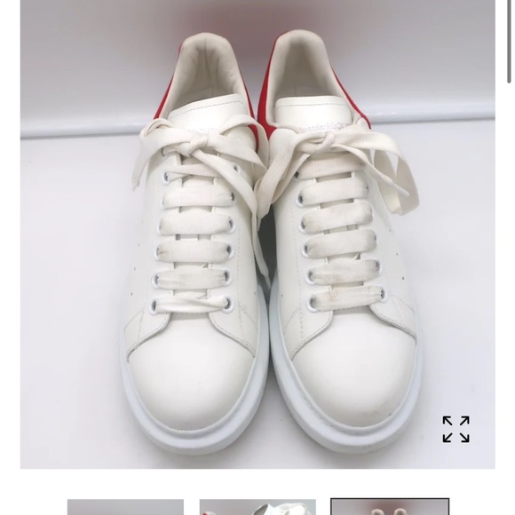 ALEXANDER MCQUEEN OVERSIZED SNEAKERS WHITE LEATHER & RED SUEDE SIZE 38.5 - Picture 3 of 10